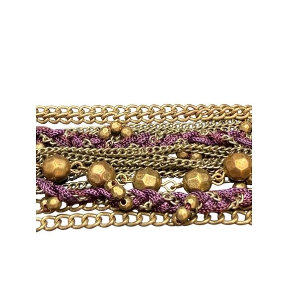 Anthropologie multistrand gold and purple bracelet - Picture 4 of 5
